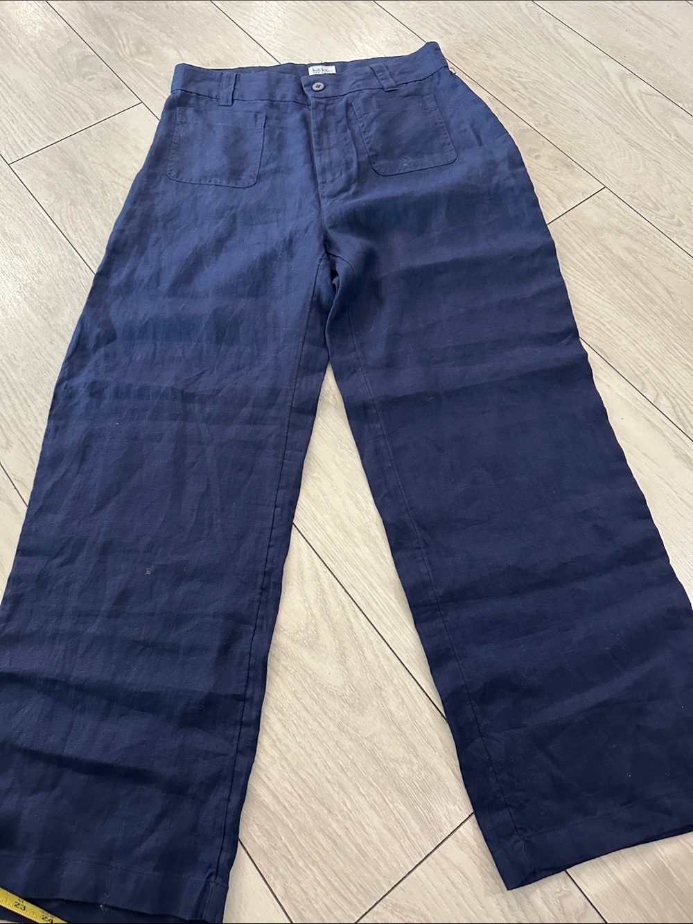 Nicole Miller woman's Wide-Leg Navy Linen Pants